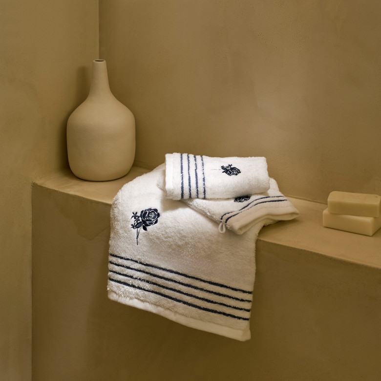 Drap de bain coton et viscose de bambou Rosablue blanc