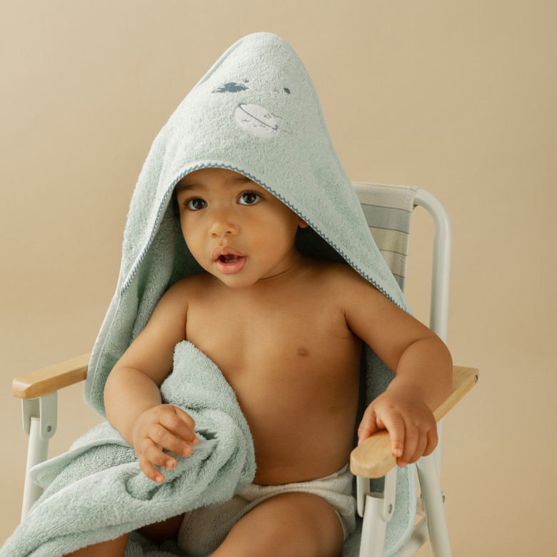 Cape de bain coton bio Bienvenue amande