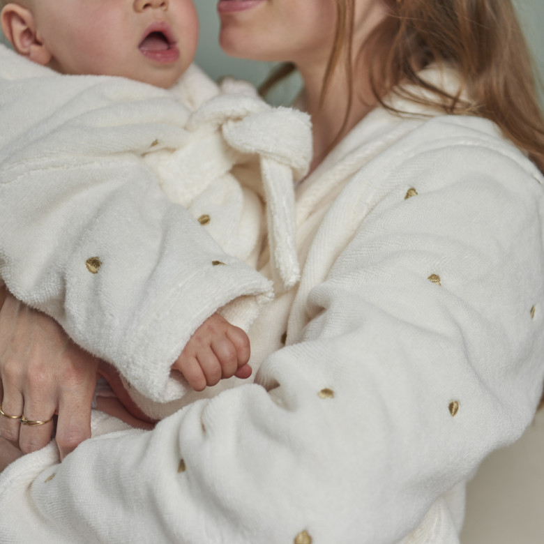 Peignoir coton femme Zephire ivoire coeur