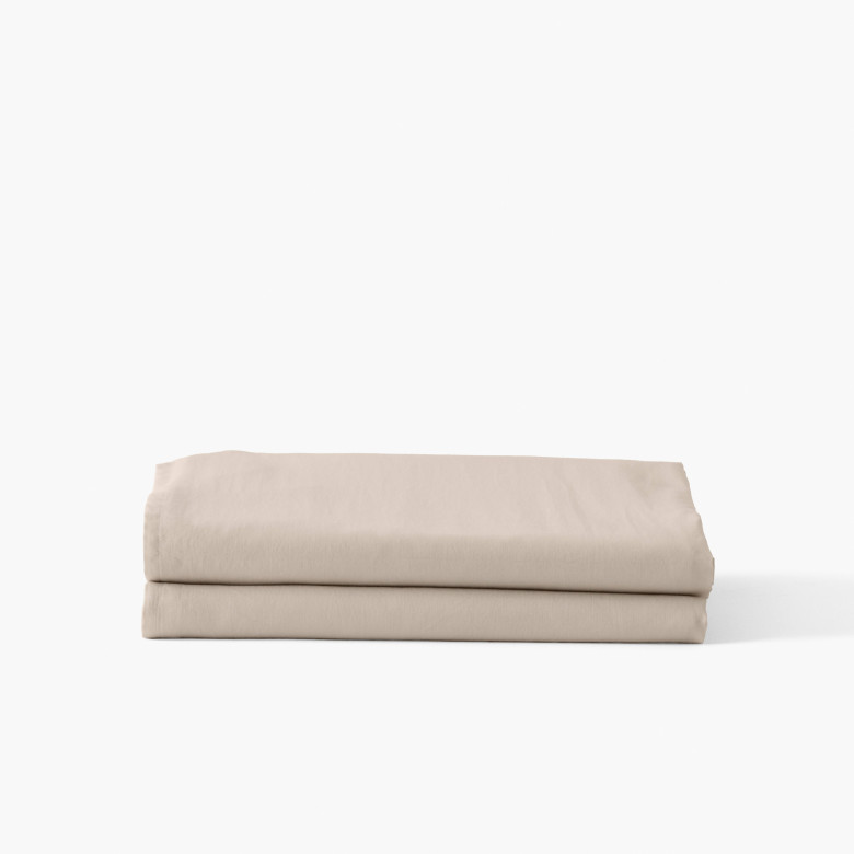 Drap de lit satin de coton lavé bio Quartz dune