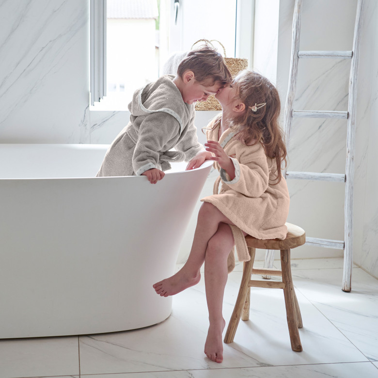 Peignoir bébé coton biologique à capuche Devine blush