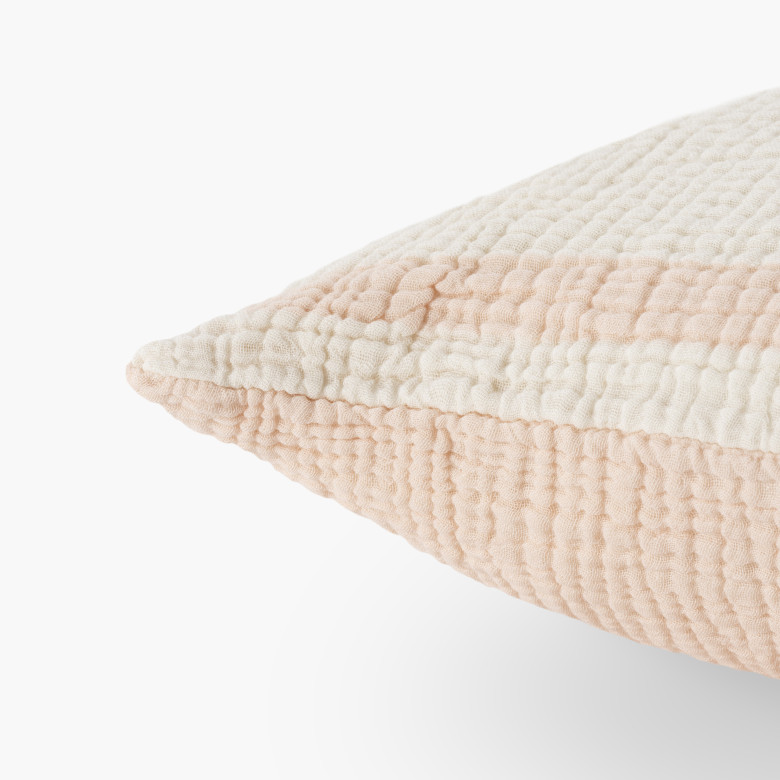 Housse de coussin gaze de coton Rythmo nectar de pêche