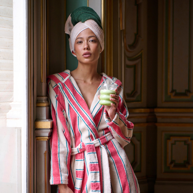 Peignoir mixte coton Lysiris rose