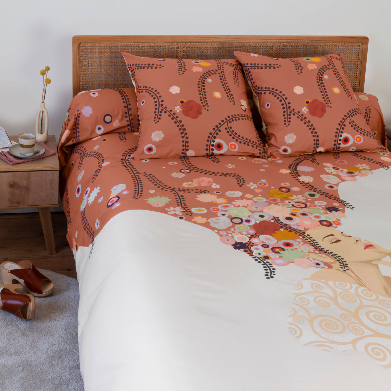 Housse de couette réversible percale de coton Psyché femme