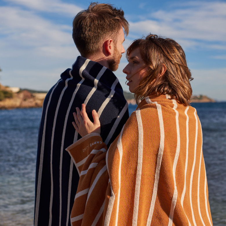 Drap de plage coton Labaule marine