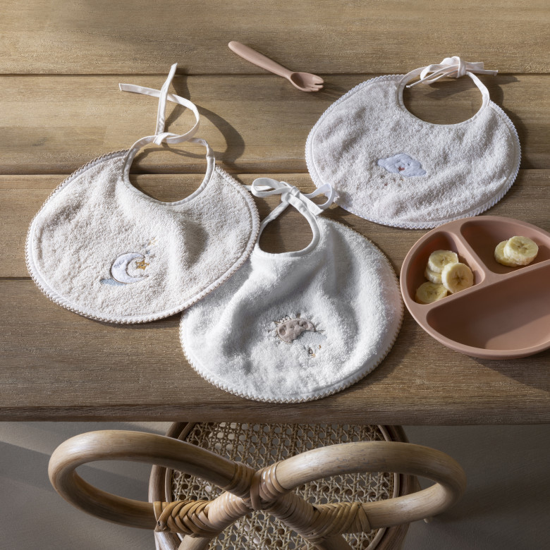 Mini bavoir coton bio Bienvenue blanc