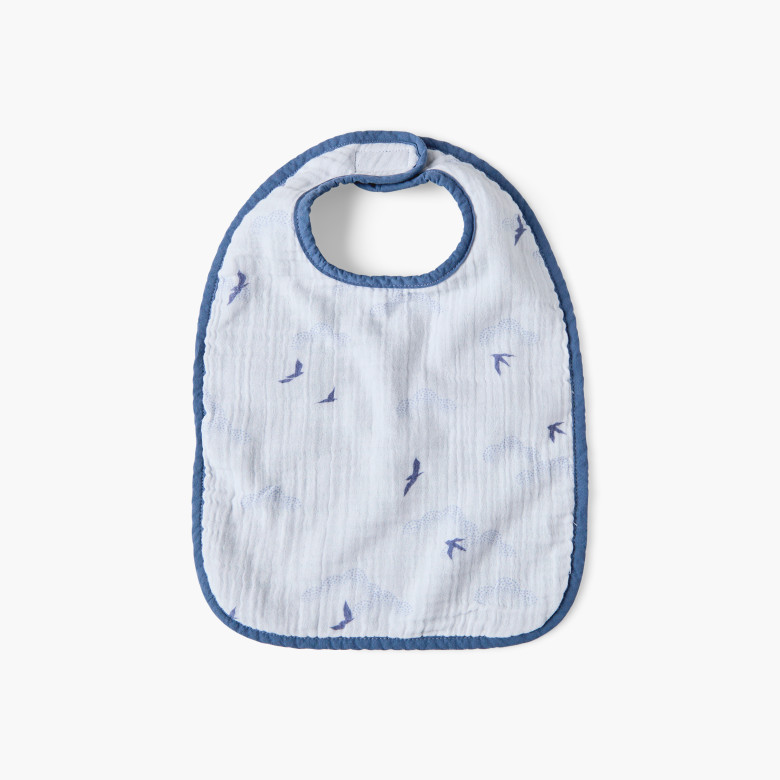 Bavoir double face coton et gaze de coton Lino encre