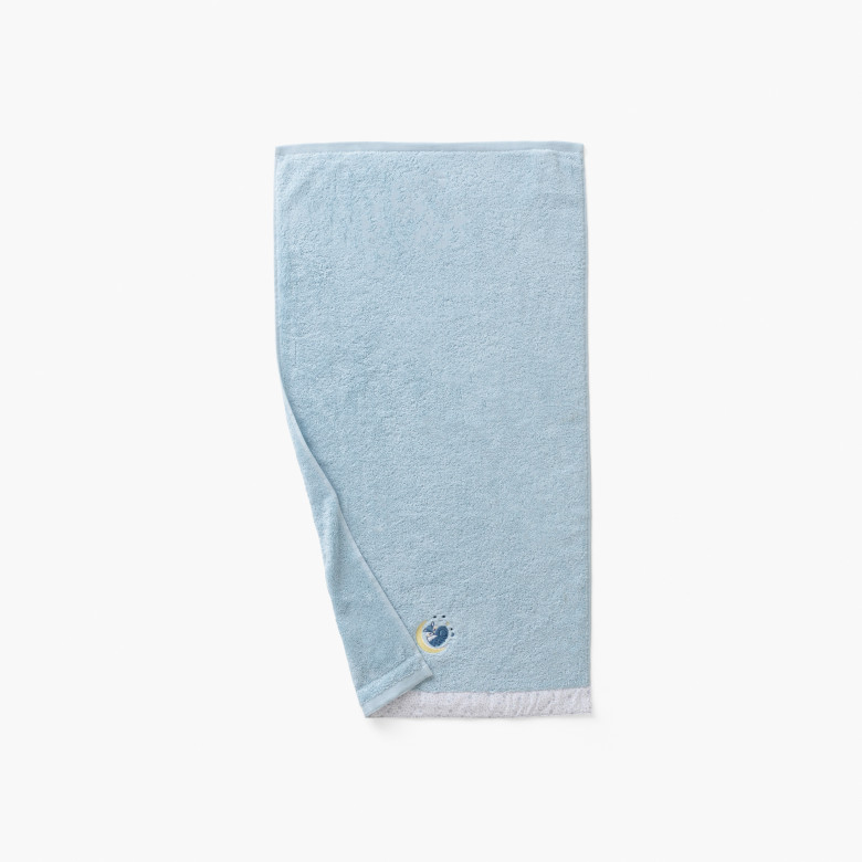 Serviette de toilette coton bio Illumine bleu polaire