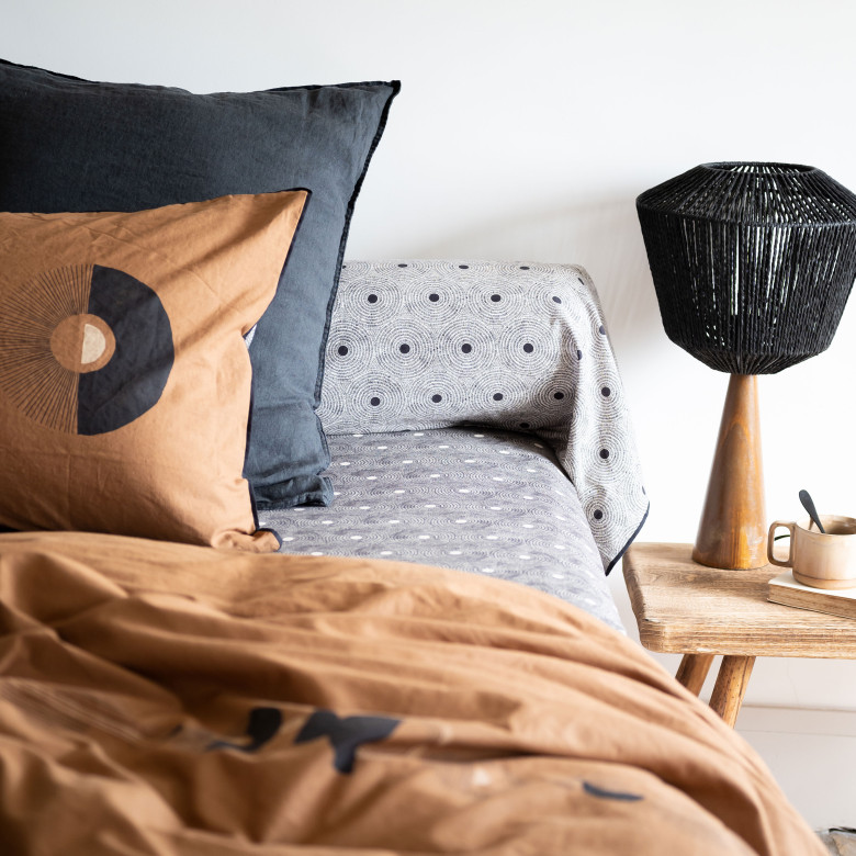 Drap housse pur coton lavé Eclipse