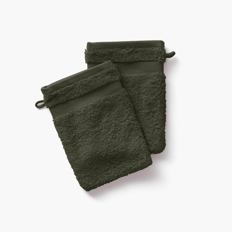 Gant de toilette coton Lola II vert kaki