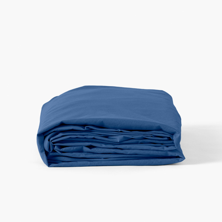 Drap housse coton lavé Songe bleu de chine