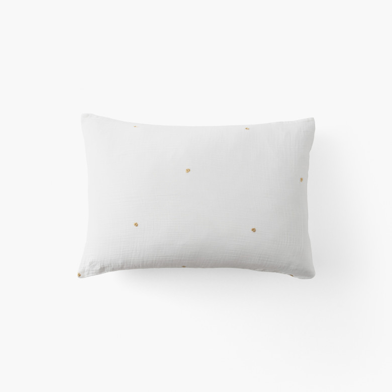 Taie d'oreiller rectangulaire gaze de coton Zéphire ivoire coeur