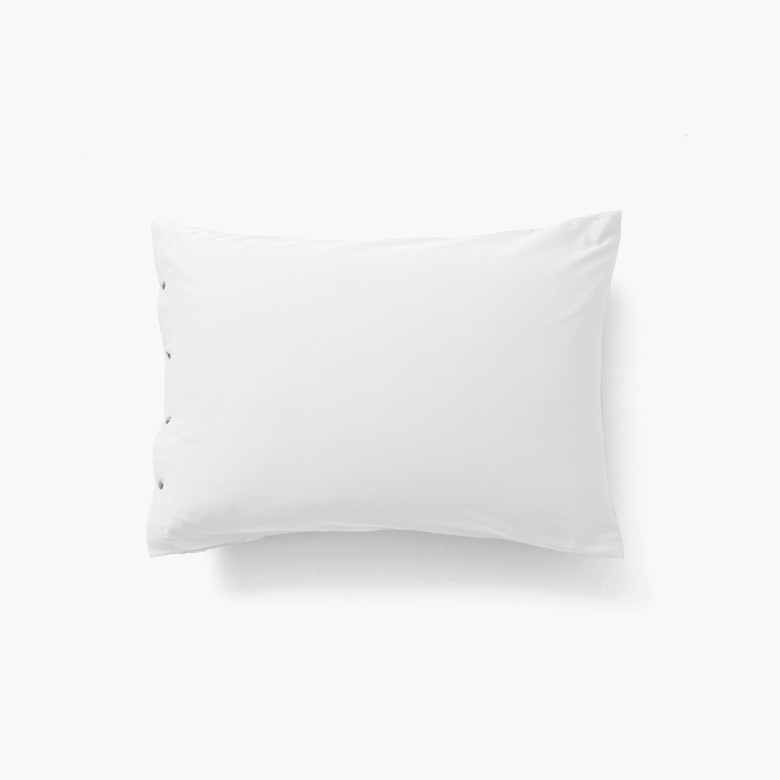 Taie d'oreiller rectangulaire satin de coton lavé bio Quartz blanc