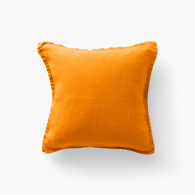 Housse de coussin lin lavé Songe curcuma