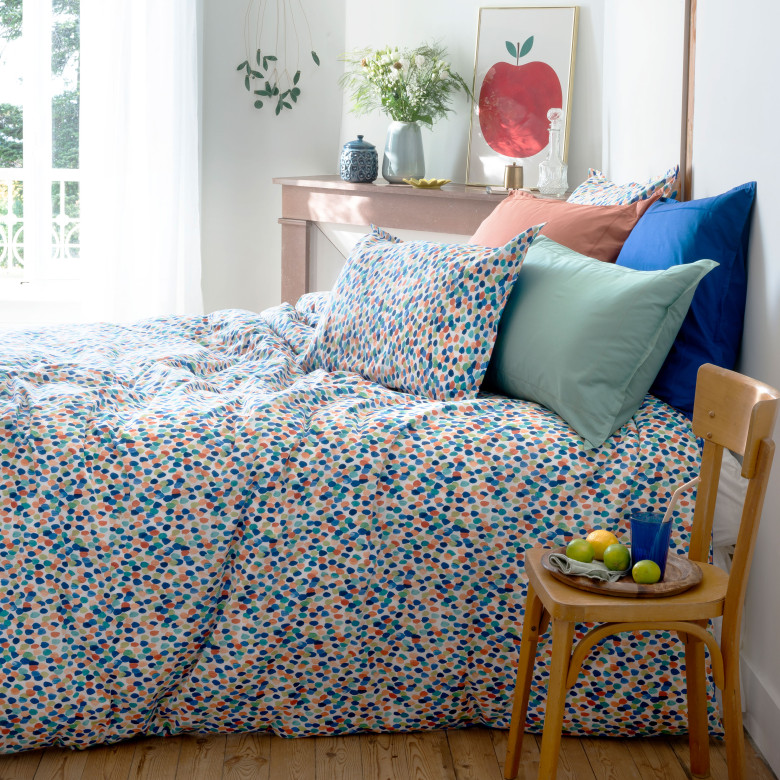 Housse de couette réversible pur coton Mijas floral