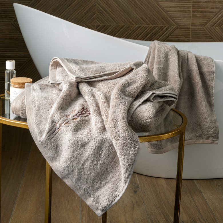 Drap de bain coton et viscose de bambou Aura taupe