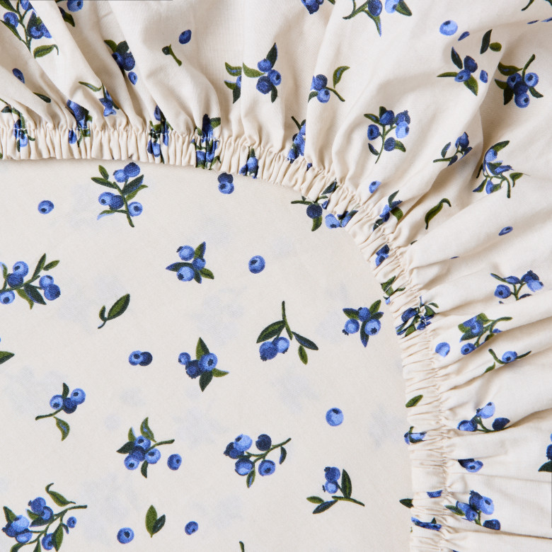 Drap housse coton Neo Kaki myrtille