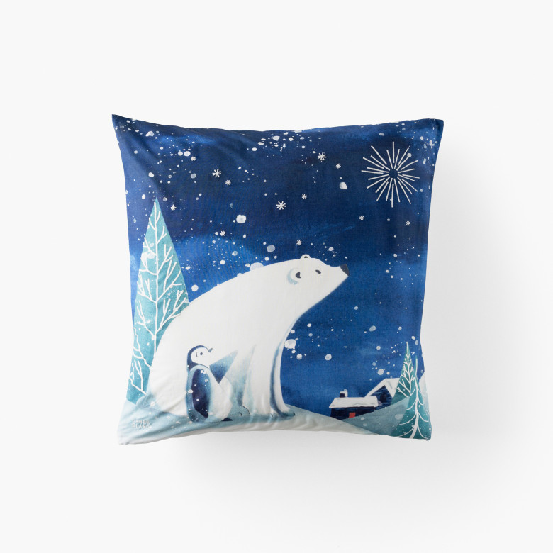 Taie d'oreiller carrée phosphorescente coton Stellaire enfant