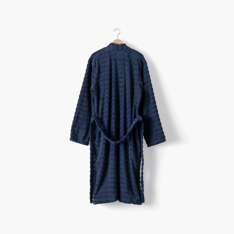 Peignoir homme coton col kimono Aura marine