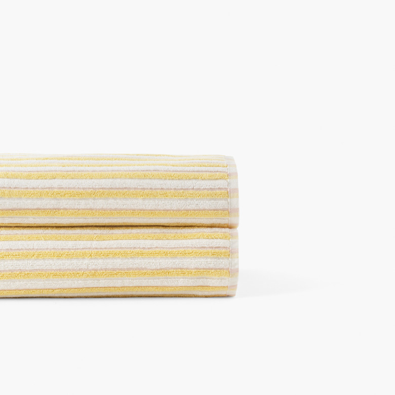 Serviette de toilette coton double face Combo pêche et jaune