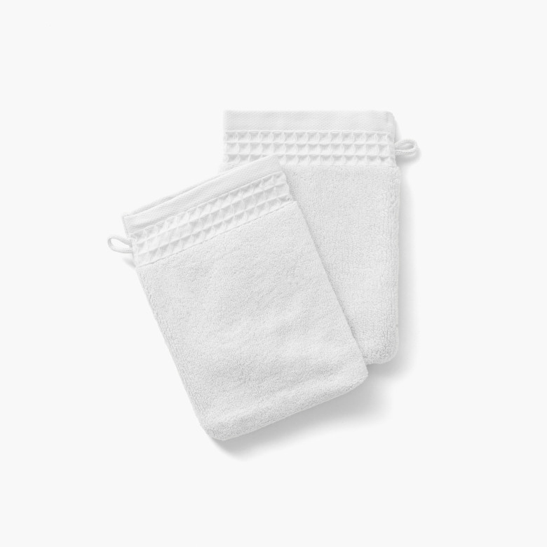 Gant de toilette bouclette de coton biologique Source blanc