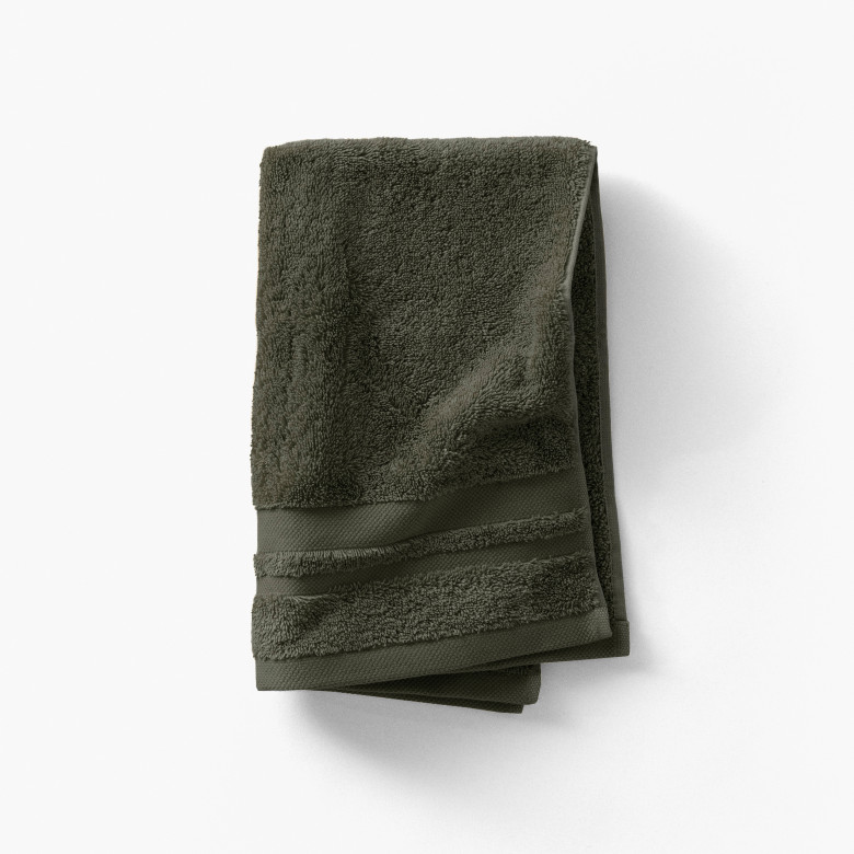 Serviette invité coton Lola II vert kaki