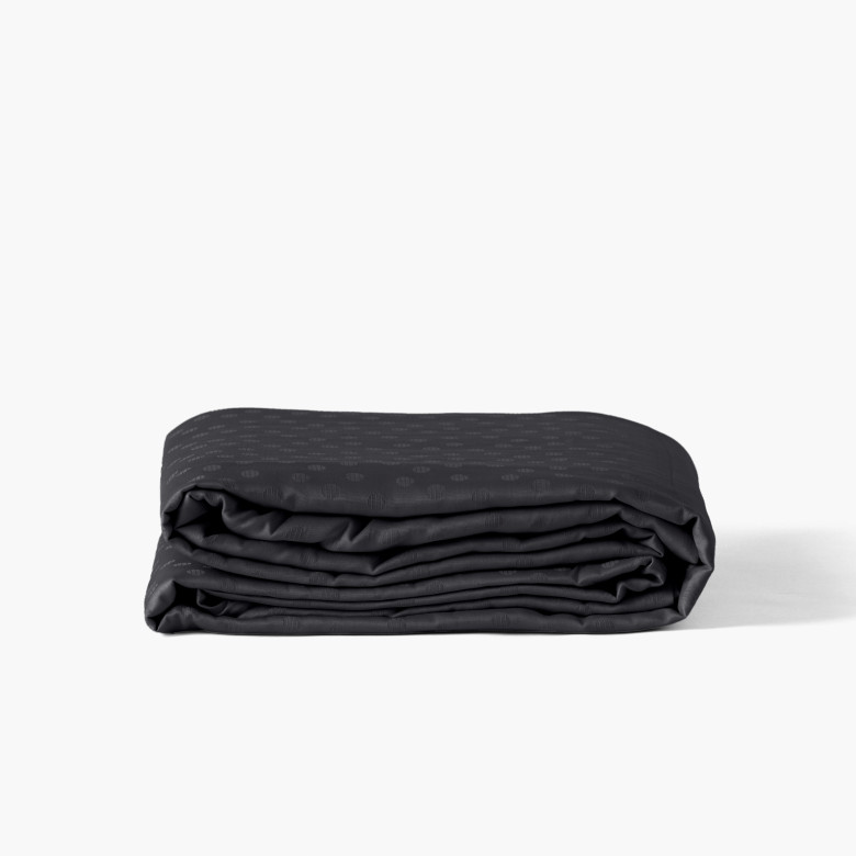 Housse de couette satin de coton jacquard pois et rayures Prestige noir