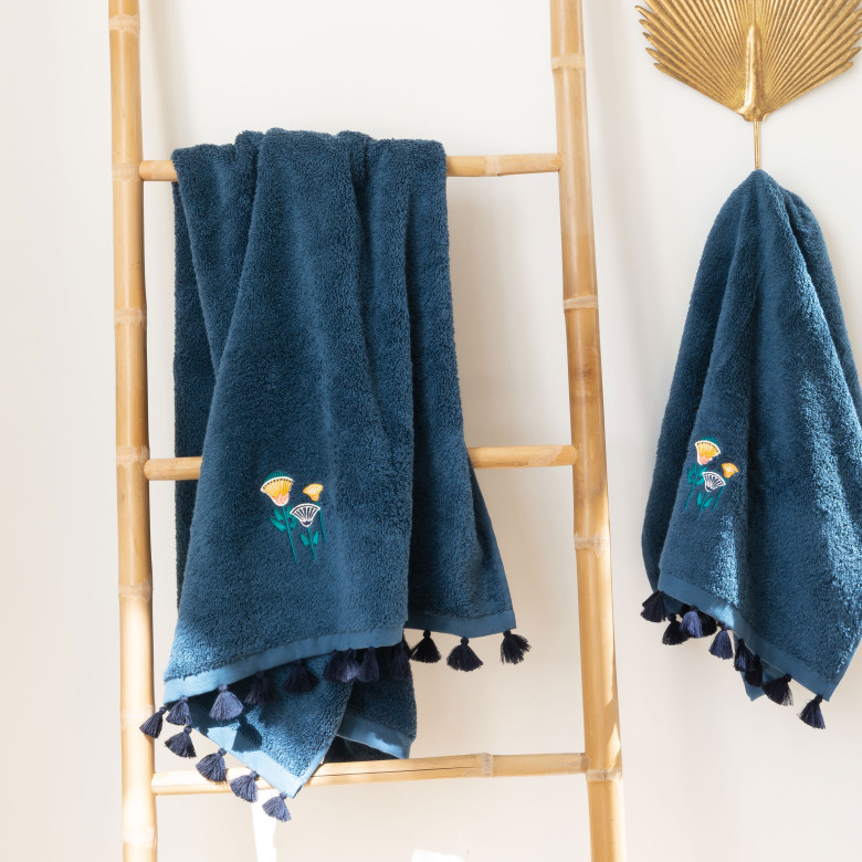 Serviette de toilette coton Papyrus bleu d'Egypte