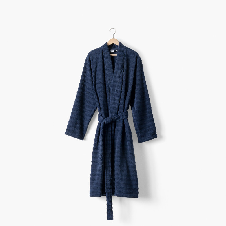 Peignoir homme coton col kimono Aura marine