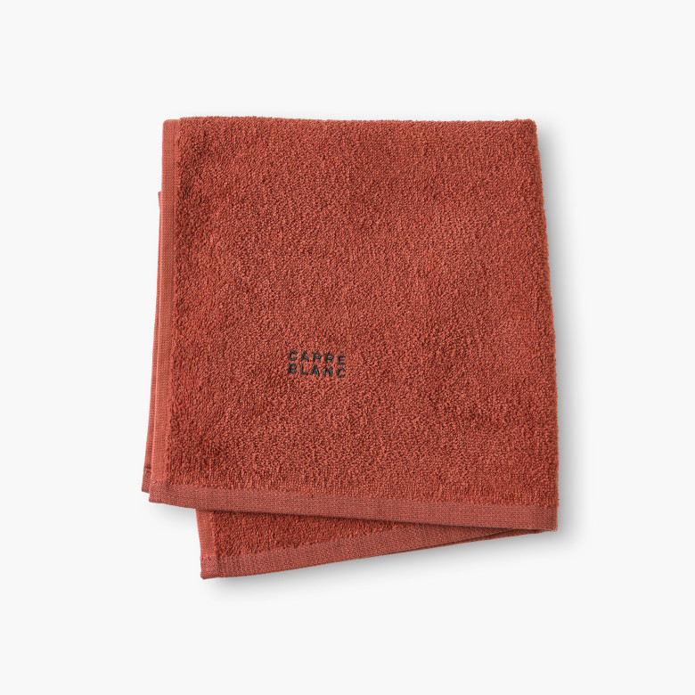 Essuie mains coton Signature acajou