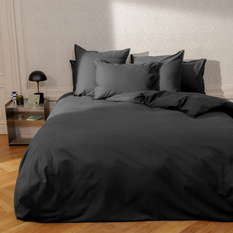 Housse de couette percale de coton Neo anthracite