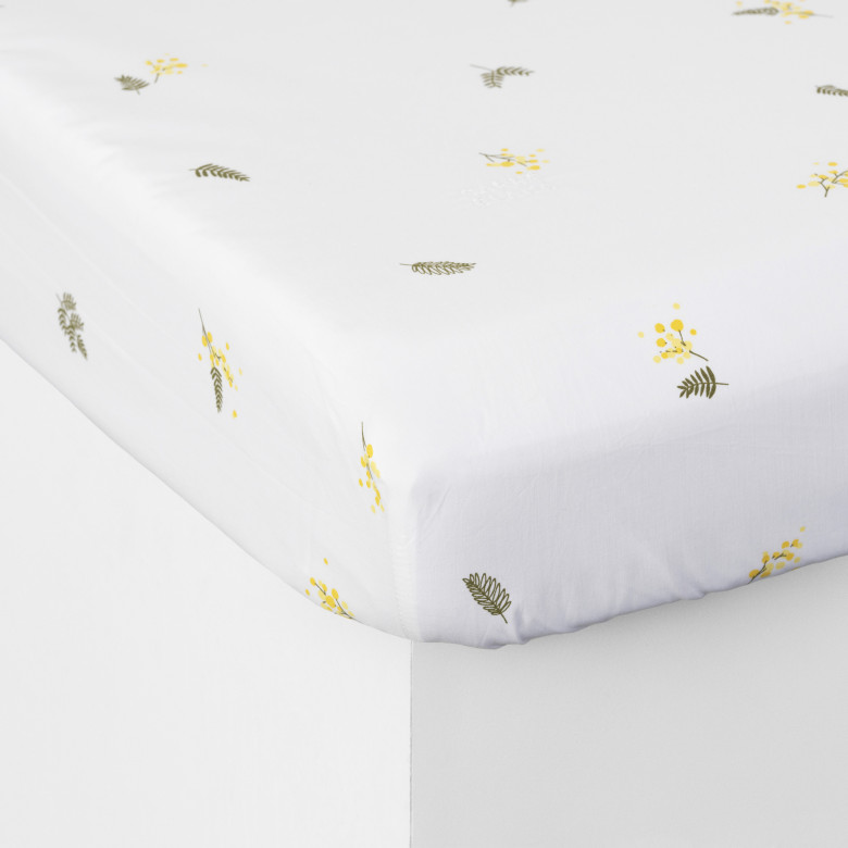 Drap housse coton Neo blanc mimosa
