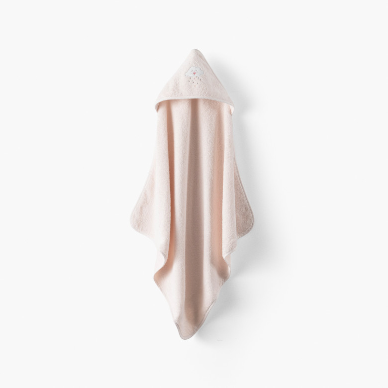 Cape de bain coton bio Bienvenue nude
