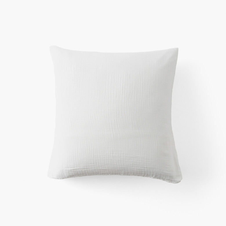 Taie d'oreiller carrée gaze de coton Zéphire ivoire coeur