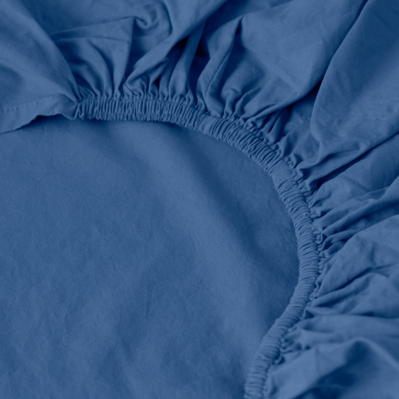 Drap housse coton lavé Songe bleu de chine