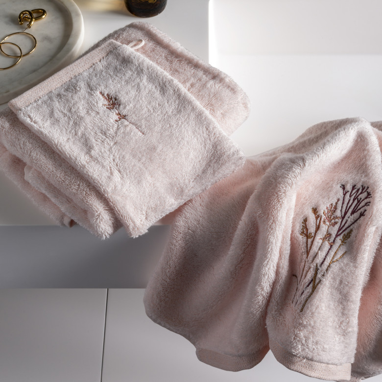 Serviette de toilette coton et viscose de bambou Aura nude