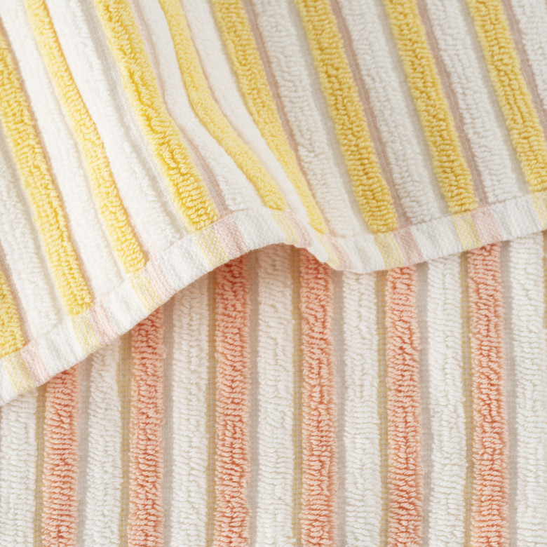 Drap de bain coton double face Combo pêche et jaune