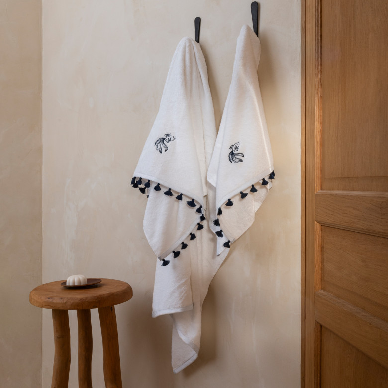 Drap de bain coton et viscose de bambou Demi Lune blanc