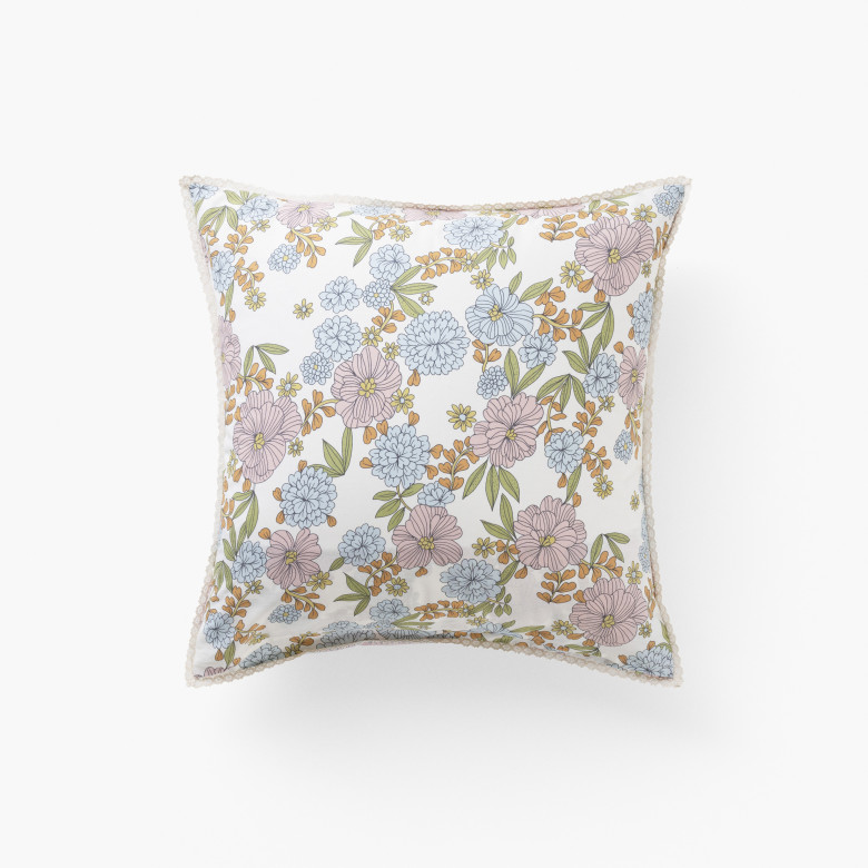 Taie d'oreiller carrée pur coton Méli-Mélo