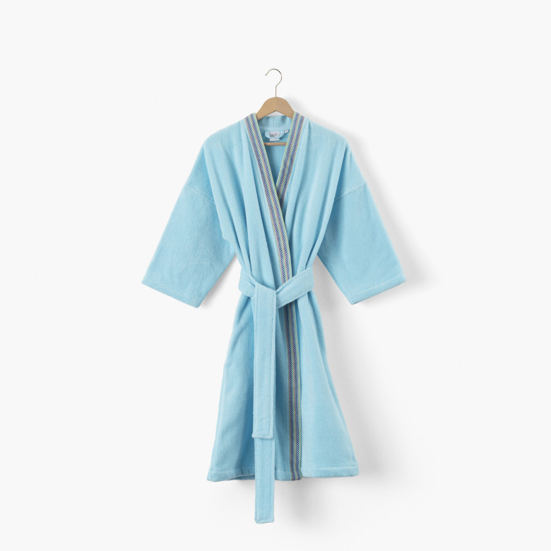 Peignoir femme col kimono coton Demi Lune lagon