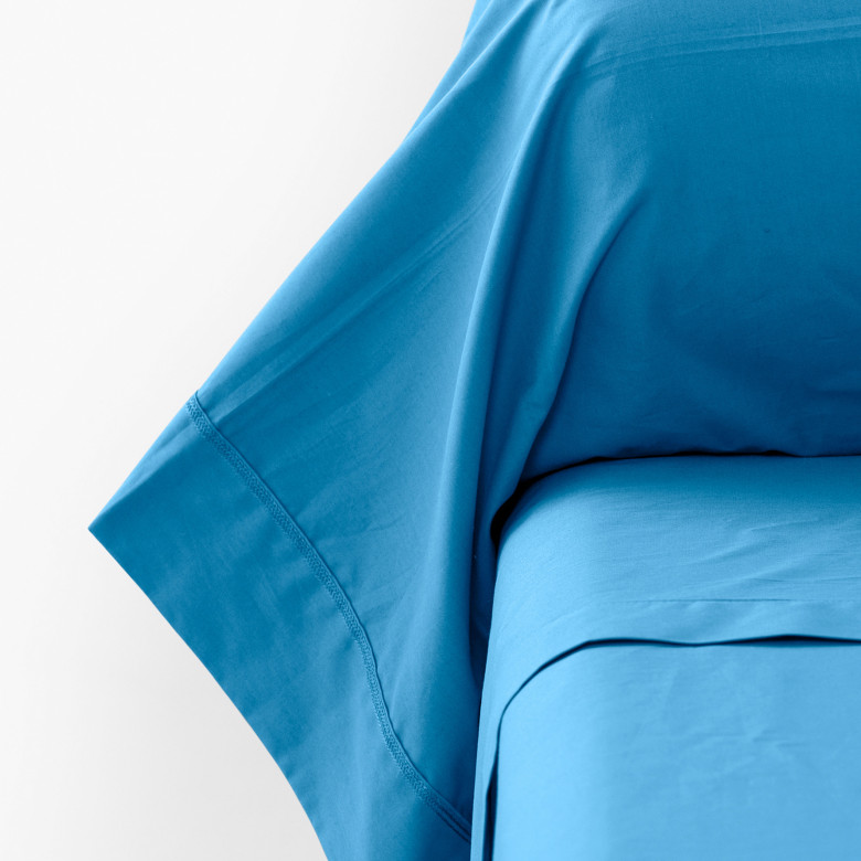 Taie de traversin percale de coton Neo azur