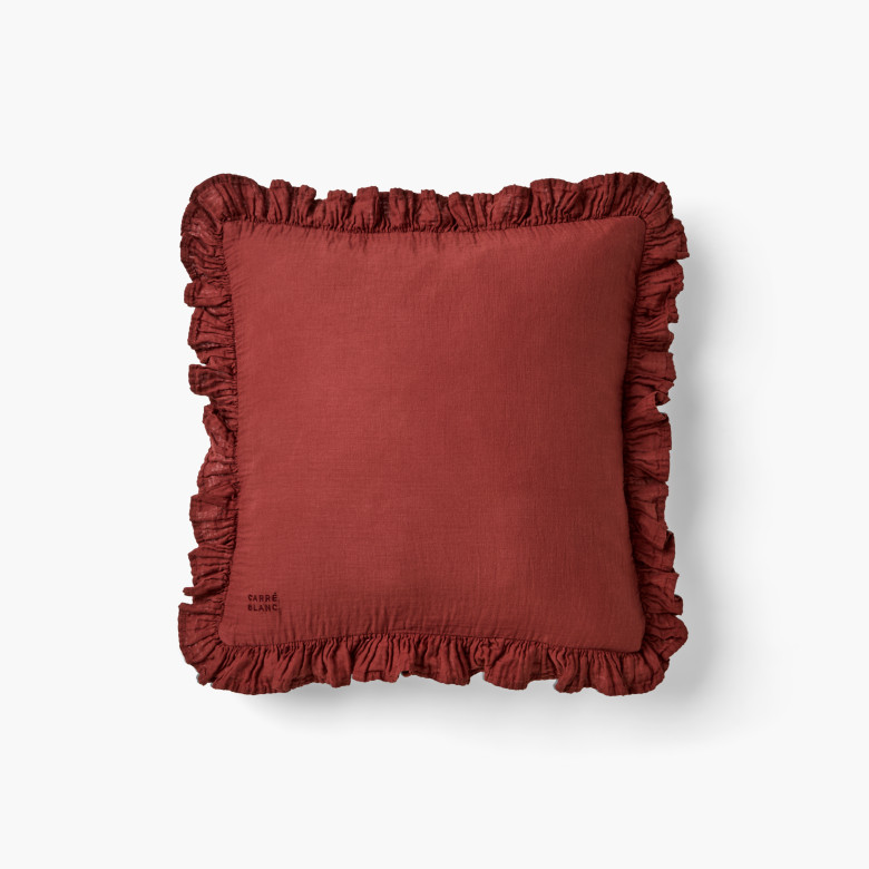 Housse de coussin gaze de coton Zabelia acajou