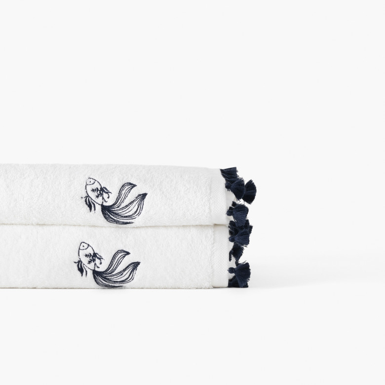 Drap de bain coton et viscose de bambou Demi Lune blanc