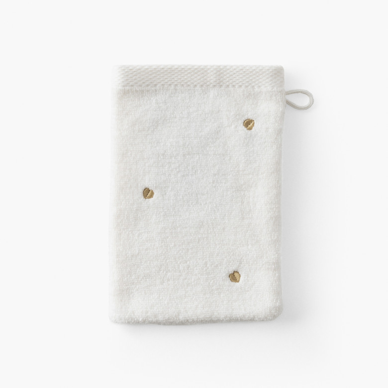 Gant de toilette coton Zéphire ivoire coeur