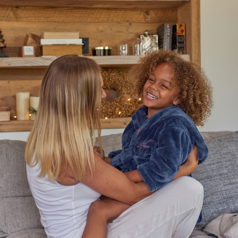 Robe de chambre enfant polaire à capuche Ptitchic marine