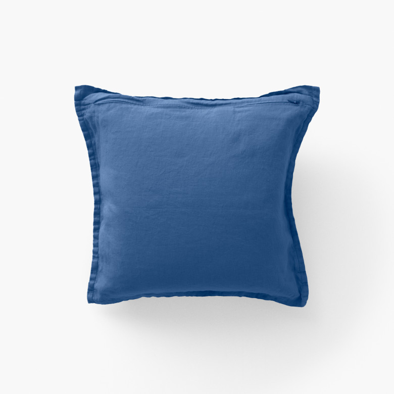 Housse de coussin lin lavé Songe bleu de chine