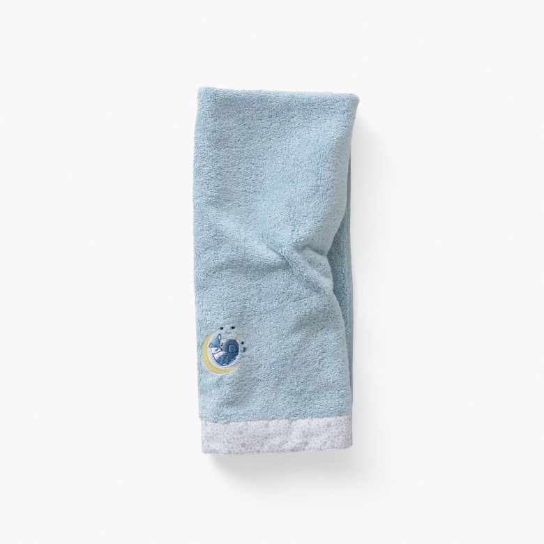 Serviette de toilette coton bio Illumine bleu polaire