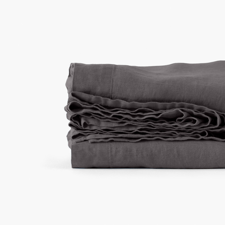 Drap de lit lin lavé Songe charbon