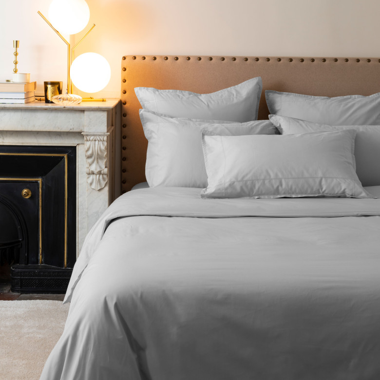 Housse de couette percale de coton Neo gris