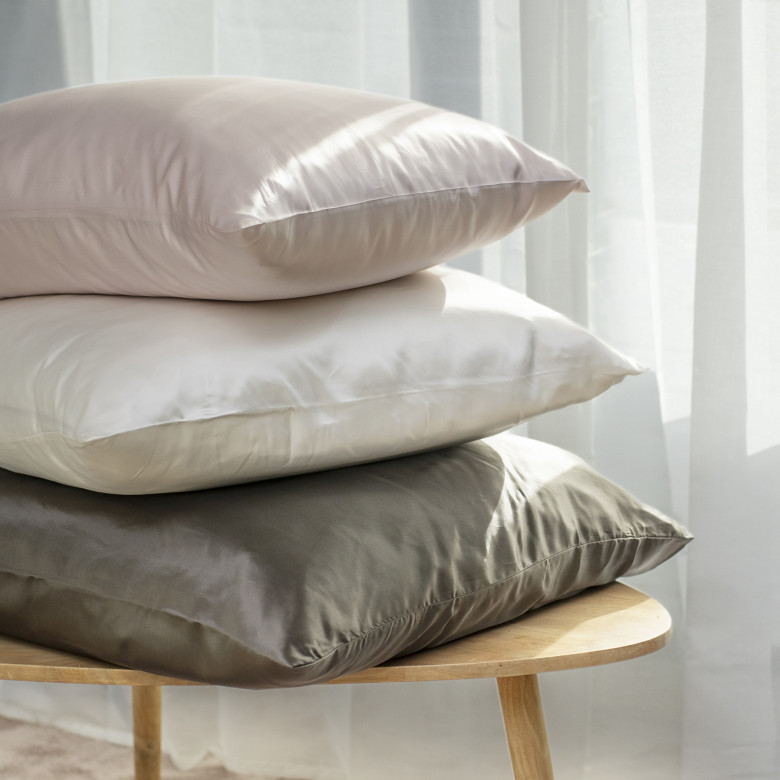 Taie d'oreiller rectangulaire soie de mûrier Beauté rose poudré